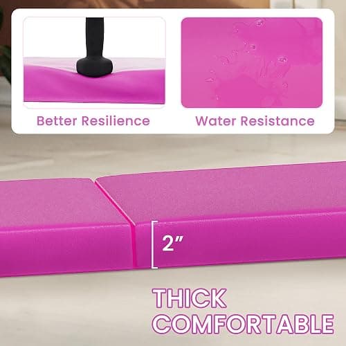 Fitvids Folding Exercise Gymnastics Mat for Tumbling, 2'x6'x2" Gym Workout Mat with Carrying Handles High-Density Anti-Tear Portable Fitness Aerobics Mats for Home Gym Yoga Pilates MMA Core Training, Multiple Colors thumbnail 4