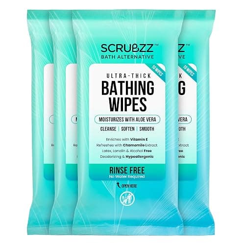 Extra Large Bath Wipes for Adults No Rinse - 40 Disposable Body Cleansing Cloths for Men, Women & Elderly - Great for Gym, Camping, Post Surgery - Image 1
