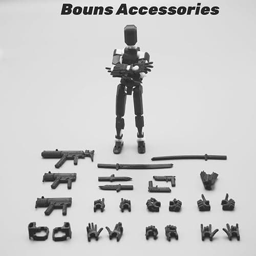 Nemoro Pre-Assembly 3D Printed 5.54'' Stick Robo 13 Action Figure, Multi-Jointed Tian13, Articulated T13 Desktop Decoration,12 in 1 d13 Accessories Best Birthday Festival Gift (Blue red) thumbnail 4