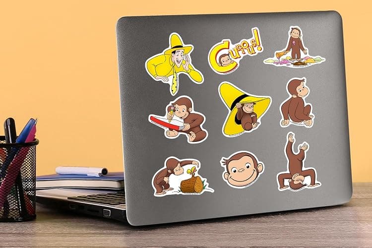 Curious George Character 50ct Vinyl Large Deluxe Stickers Variety Pack - Laptop, Water Bottle, Scrapbooking, Tablet, Skateboard, Indoor/Outdoor - 50 pack thumbnail 2