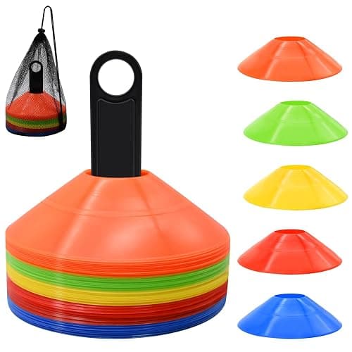 25/50/100pcs Disc Cones, Agility Soccer Cones with Carry Bag and Holder | for Sports Training, Football, Soccer, Basketball, Coaching, Practice Equipment - Image 1