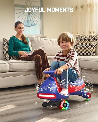 FanttikRide N7 Pro Electric Wiggle Car with Pedal, Rechargeable Battery, CyberWiggle, 2 in 1 Swing Car, 2 Speeds Max 4 Mph, Anti-Rollover, Flashing Wheels, Bluetooth, for Ages 3 and Up, 150 Lbs, Blue thumbnail 2