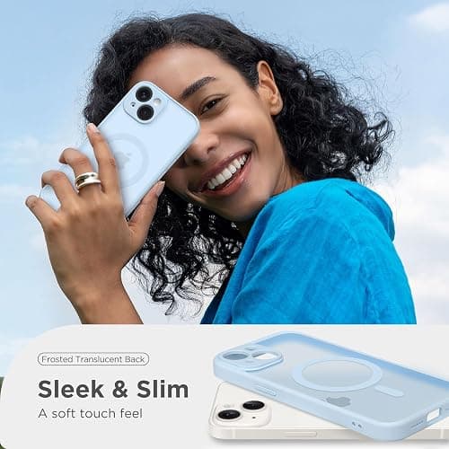 CAPRARO Magnetic for iPhone 14 Case, [Compatible with MagSafe] [Full Camera Protection] Shockproof Protective Slim Translucent Matte Phone Case for iPhone 14 6.1'', Light Blue thumbnail 7