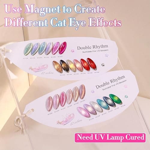 Double Rhythm 28Pcs 0.5Oz Cat Eye Gel Nail Polish Set Same Color Same Bottle Magnetic Gel Polish Kit Nail Art Manicure Salon DIY at Home (Silver Gold Red Black-T24-7) thumbnail 3