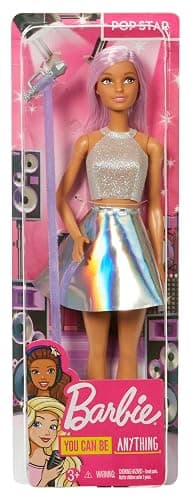 Barbie Pop Star Doll and Microphone Wearing Bright Skirt Pink Hair Gift for 3-7 Years Old JCW42 thumbnail 6