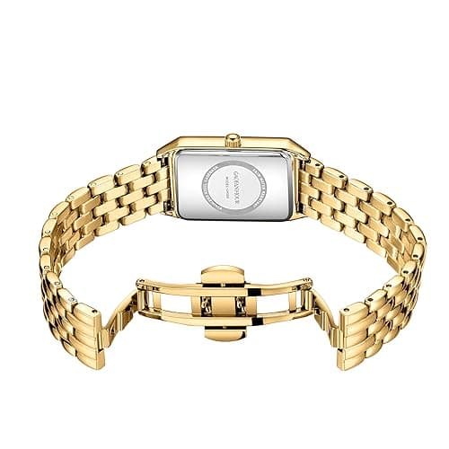 GAOFAN HOUR Gold Watches for Women with Vintage Rectangular Case,White Roman Dial,Stainless Steel Band,Adjustment Tool Included,Water Resistant thumbnail 4