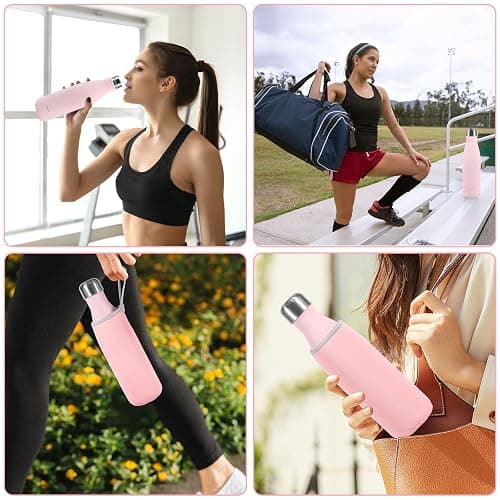Gourde Isotherme 500ml, Gourde Isotherme Réutilisable en Acier INOX,Gourde isotherme étanche sans BPA, Double Paroi Isolée sous Vide, Maintien Chaud de 12 Heures & du Froid Jusqu’à 24 Heures (Rose) thumbnail 5