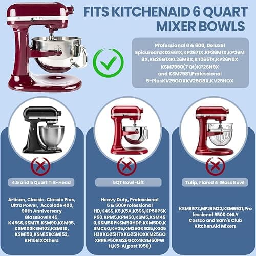6 Quart Flex Edge Beater for KitchenAid Bowl-Lift Stand Mixers With Silicone Edges For Kitchen Aid Accessories and Attachments thumbnail 3