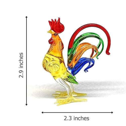 ZOOCRAFT Chicken Figurines Collectibles Hand Blown Glass Rooster Set of 2 thumbnail 2