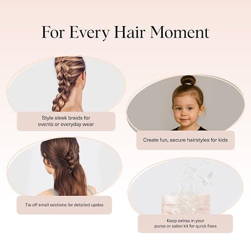 Kitsch Hair Ties No Damage for Kids, Teens and Women - Rubber Bands for Hair Styling | No Snag Hair Elastics | Daily Hair Accessories | Ideal Gifts for Women - 500pcs (Clear) thumbnail 6