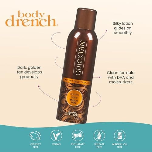 Body Drench QuickTan Instant Self Tanner Bronzing Spray, Salon-Quality Medium/Dark Tan, Streak-Free, Tinted Formula, 6 oz, 1-pack thumbnail 4