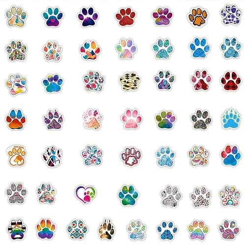 Cute Paw Print Stickers Pack, 50PCS Dog Paw Prints Vinyl Waterproof Stickers for Water Bottle Laptop Skateboard Phone Scrapbook, Kawaii Colorful Animal Pet Decals for Kids Teens Adults thumbnail 6