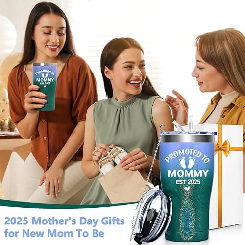GINGPROUS 2025 New Mom Gifts, Promoted to Mommy Est 2025, Mothers Day Gifts for New Mom to be First Time Mama Pregnancy Must Have Baby Shower, 20oz Insulated Stainless Steel Travel Tumbler, Gradient thumbnail 4