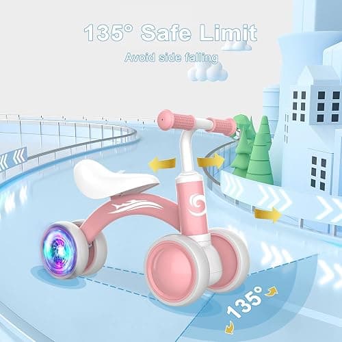 Colorful Lighting Baby Balance Bike Toys for 1 Year Old Girl Gifts, 10-36 Month Toddler Balance Bike, No Pedal 4 Silence Wheels & Soft Seat Pre-School First Riding on Toys, 1st Birthday Gifts. thumbnail 4