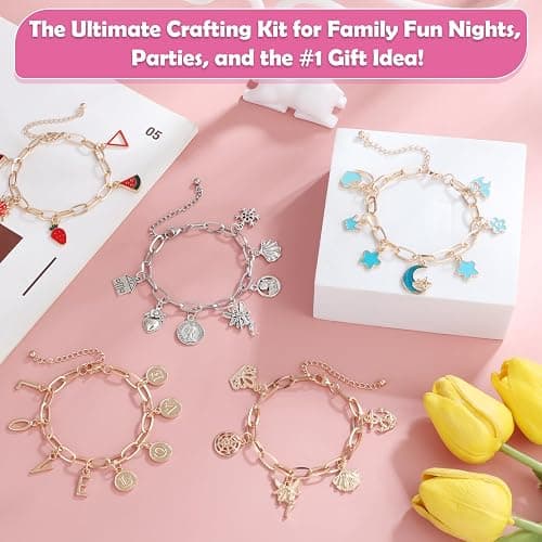 Charm Bracelet Making Kit for Adults & Teens, 477Pcs DIY Charm Bracelet Set with Gold & Silver Charms, Paperclip Chain Bracelets, Alphabet Charms, Complete Jewelry Making Supplies for Crafting thumbnail 7