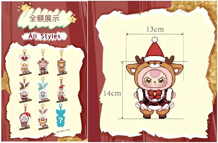 Baby Three Merry Christmas Plush Blind Box – Bunny Ears Reindeer Snowman Big Ear Designs Fluffy Fur Colorful Christmas Outfit Accessories Collectible Gift Random 1 of 9 Secret (Single Box Packaging) thumbnail 3