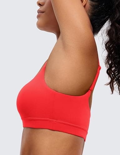 CRZ YOGA Butterluxe Adjustable Spaghetti Strap Sports Bras for Women - Scoop Neck Wireless Padded Yoga Workout Crop Top thumbnail 3