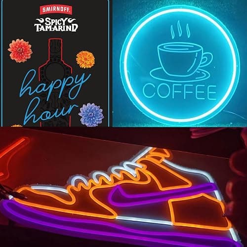 Custom Neon Signs,Personalized Neon Signs for wall decor, large Custom Led Neon Sign Business Logo for Bedroom Birthday Wedding Party Bar Home Decor (Optional 3 Lines 10" to 60") thumbnail 5