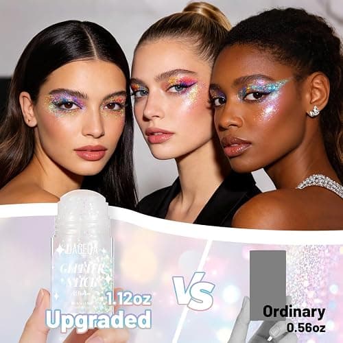 DAGEDA Blue Body Glitter Stick,Sparkly Hair Face Glitter Makeup for Women Rave Outfit Accessories,Holographic Mermaid Glitters Face Paint Stick for Women Halloween Makeup 1.12 oz thumbnail 5