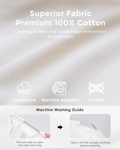 Bed Canopy with Star Lights, Double Layer Canopy for Bed, Princess Play Tent for Girls Room, Breathable Canopy Bed Curtain for Children Reading Nook, Machine Washable Canopy, 25.6''x106'', White thumbnail 4