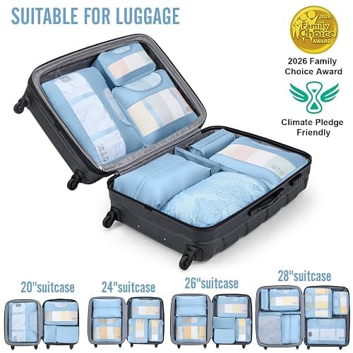 Veken 8 Set Packing Cubes for Travel Essentials, Suitcase Organizer Bags in 4 Sizes, Carry-On Luggage Accessories with Large Laundry & Hanging Toiletry Bag, Must-Have for Airplane, Road Trip & Camping thumbnail 6