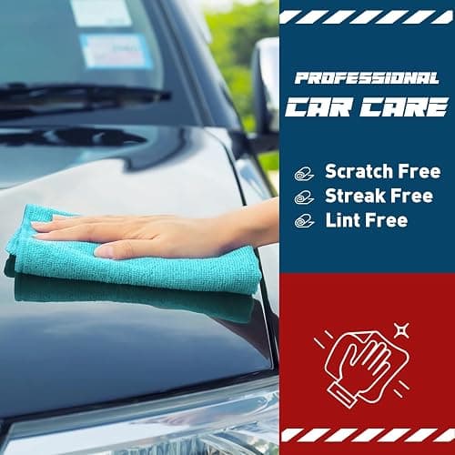 TEAWOO Microfiber Cleaning Cloths-50 Pack, Microfiber Towels Bulk, Towels for Cars & Home, Cleaning Rags 5 Colors Assorted (12x12 inches) thumbnail 4