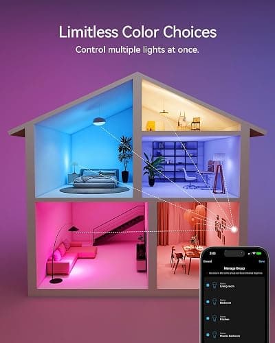 Fancylink Matter Smart Light Bulbs, Color Changing Light Bulb,hub Required, A19 60W,2.4Ghz WiFi only,Compatible with Alexa Google Assistant, Apple Home,16 Million Colors for Christmas, New Year,2 Pack thumbnail 6
