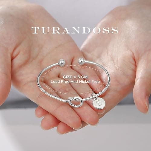 Turandoss Initial Bracelets for Women - Dainty Knot Letter A-Z Initial Bracelet for Women, Personalized Cuff Bangle Bracelet for Women, Jewelry for Women thumbnail 4