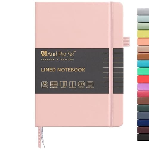 &And Per Se Lined Journal Notebook, 160 Pages, A5 5.7 x 8 inches College Ruled Thick Paper Notebook Journals for Writing, Hardcover Notebooks for Women Men Office School (1 Pack, Pink) - Image 1