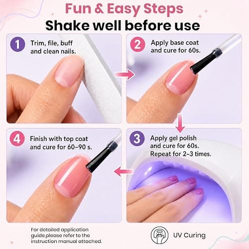 beetles Gel Polish Set Vivid Seasons - Summer Gel Nail Polish Set 36 Colors Pink Yellow Green Purple Jelly Shades 45pcs with Base & Top Coat UV LED Soak Off DIY Salon Gift for Women | 45 Pcs Gel Polish Kit with Pink Yellow Green Purple Shades, 4pcs Base Top Coats for Diy Uv Led Manicures thumbnail 7