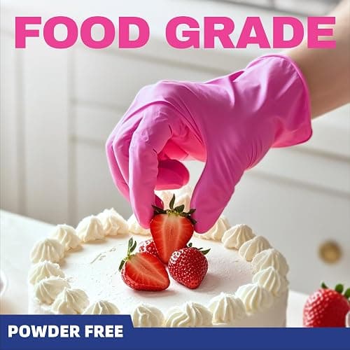 Beastek Nitrile Disposable Exam Gloves, 4Mil 100Ct Powder-Free Latex-Free Food-Safe for Cooking Medical Esthetician, Hot Pink thumbnail 6