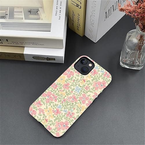 Akinmi Case for iPhone 15,Fresh Flowers Exquisitely Pattern Double Protective Phone Cover Cases Soft Silicone for iPhone 15 thumbnail 2