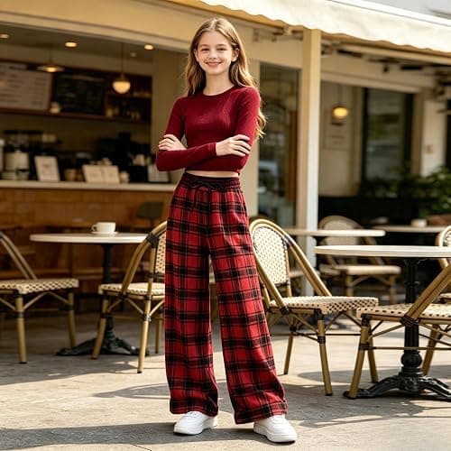 Voxikodex Girls Clothes 2 Piece Long Sleeve Shirt & Plaid Pants Teen Girls Fall Outfits 9-16Y thumbnail 3