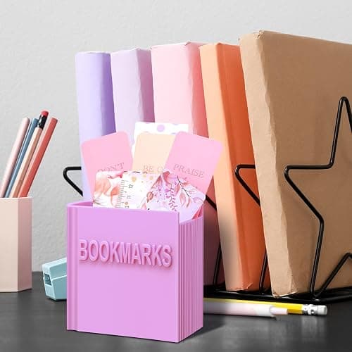 Honeydak Back to School 3D Printed Book Shaped Bookmark Holder,Purple thumbnail 5
