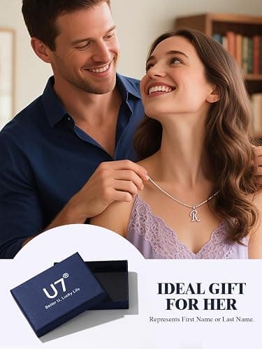 U7 Initial Necklace for Women, Gold/Platinum Plated CZ Crystal Letter A-Z Pendant Necklace, Shiny 20 Inch Name Chain Dainty Personalized Jewelry for Men Mom Wife Friend thumbnail 8