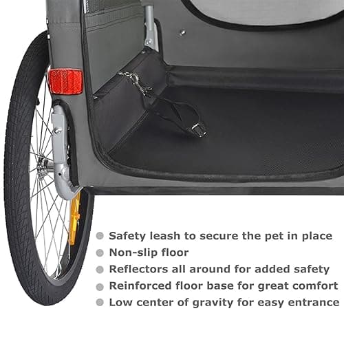 DOGGYHUT® Premium Large/XL Pet Bike Trailer & Stroller for Large Sized Dog or Multiple Small Dogs,Low Center of Gravity,Parking Brakes,Easy Folding Frame,Bicycle Carrier thumbnail 6