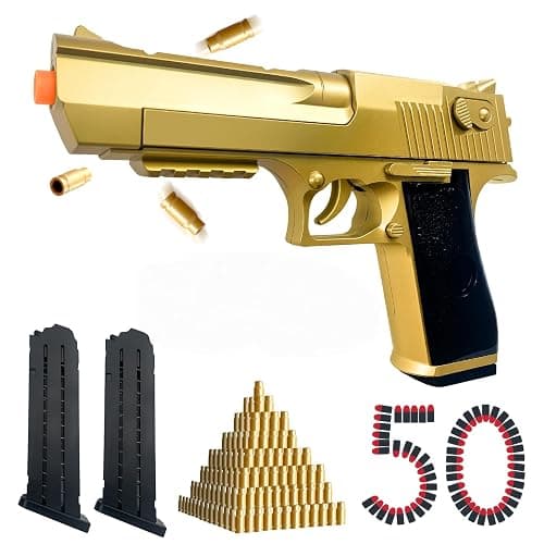 Shell Ejecting Toy Gun for Kids & Adults - Realistic Tactical Blaster with 50 Soft Foam Bullets, Safety Goggles - Shoots 32 Feet - Christmas Birthday Gift for Boys Teens - Outdoor Backyard Battle Game - Image 1