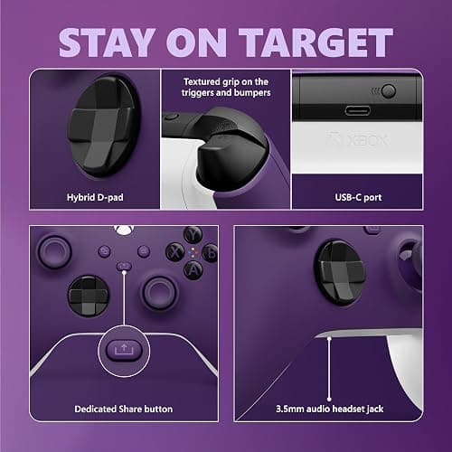 Xbox Core Wireless Gaming Controller – Astral Purple Series X|S, One, Windows PC, Android, and iOS thumbnail 3