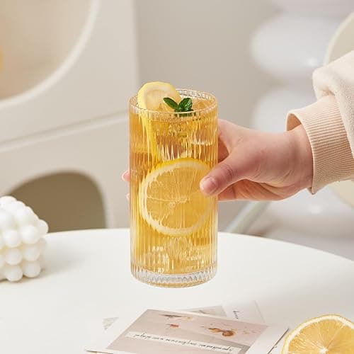 Eden & Willow Striped Highball Glasses | Durable and Stylish, Tumblers for Cocktails, Hot and Cold Drinks (Set of 6, 350ml) thumbnail 4