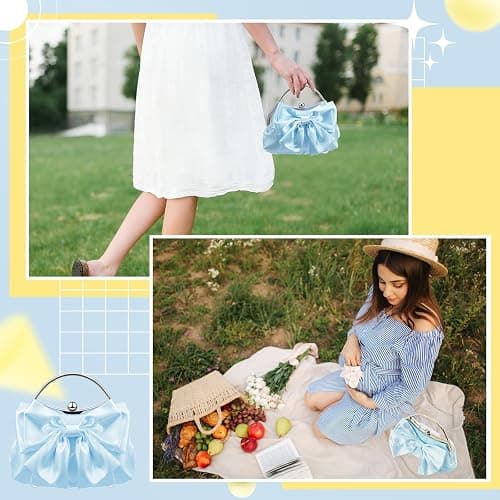 Dansydaisy Coquette Clutch Purse for Women Pleated Satin Bow Purse Evening Bag with Chain Crossbody for Wedding Party Prom thumbnail 2