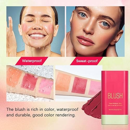 Qifylmaf Multi-Use Makeup Blush Stick, Tinted Solid Moisturizer On-the-Go Blush, Multi-use Cream Blush Stick for Cheek & Eyes & Lips, Waterproof Natural Nude Makeup for All Skin (1# Shy Pink) thumbnail 6