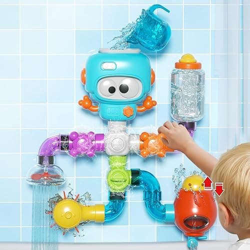 DOLIVE Bath Toys for Kids Ages 4-8, DIY Assembly Water Pipe Building Kit, Interactive Water Toy for Toddlers 3-5, Educational STEM Learning Gift for Boys and Girls - Image 1