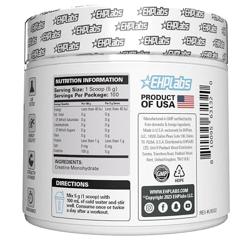 EHP Labs CREA-8 Micronized Creatine Monohydrate Powder - Unflavored Creatine Powder for Muscle Growth, Increased Strength, Enhanced Energy Output and Improved Performance - 100 Servings (500g) thumbnail 2