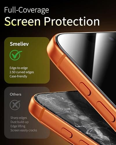 Smeliev for iPhone 17 Pro Max Privacy Screen Protector, 3 Pack, [Anti-spy] [Micro-curved Edges] 9H+ Hardness Tempered-Glass Privacy Screen Protector, Case Friendly, 6.3 inch thumbnail 5