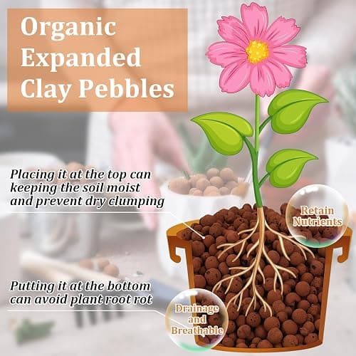 Riare 10 LBS Organic Expanded Clay Pebbles for Plants- 4mm-16mm Natural Leca Balls Lightweight Hydroponic Clay Pebbles Aggregate for Indoor Plants, Hydroponic Growing, Plants Drainage, Aquaponics thumbnail 3