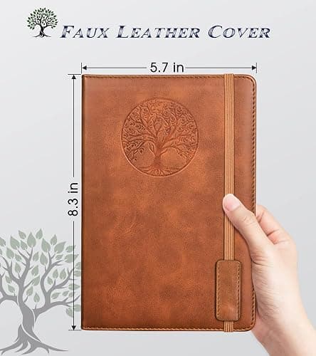 Biuwory Lined Journal Notebook for Women Men,256 Pages A5 Hardcover Leather Journals for Writing,Travel,Business,Work & School,College Ruled Notebooks for Note Taking,Diary Notepad 5.7"×8.3"(Brown) thumbnail 3