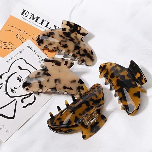 2PCS Hair Claw Banana Clips tortoise Barrettes Celluloid French Design Barrettes celluloid Leopard print Large Fashion Accessories for Women Girls thumbnail 7