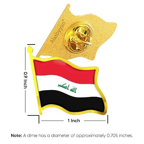 Iraq Flag Lapel Pin - Enamel Metal National Badge | World Travel Souvenir Gifts for Men & Women | Country Flag Patriotic Brooch Bulk Pack of Pins for Hat, Tie, Clothes, Backpack (1pc) thumbnail 2