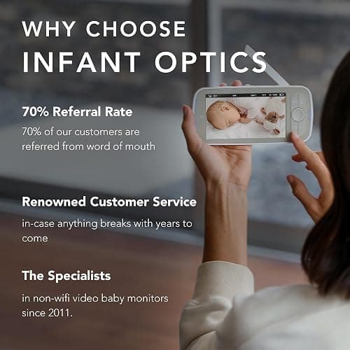 Infant Optics DXR-8 PRO Video Baby Monitor, 720P HD Resolution 5" Display, Patented A.N.R. (Active Noise Reduction), No WiFi, Pan Tilt Zoom, and Interchangeable Lenses thumbnail 6