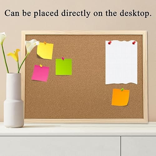 2 Pack Cork Board Bulletin Board, 15.7"X 11.81" inches with Oak Wood Finish Frame, for Wall Office Home and School (Pins, Eye Bolts, gaskets, Screws) thumbnail 6